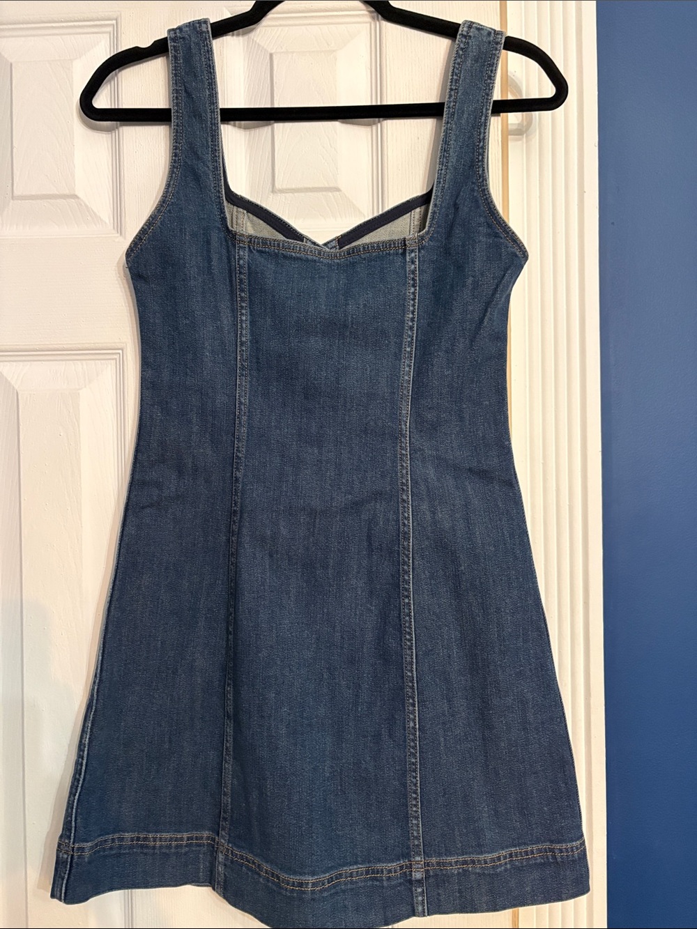 ALICE + OLIVIA Sweetheart Neckline Denim Mini Dress - Danica Dark Indigo - sz 4 - Picture 5 of 5